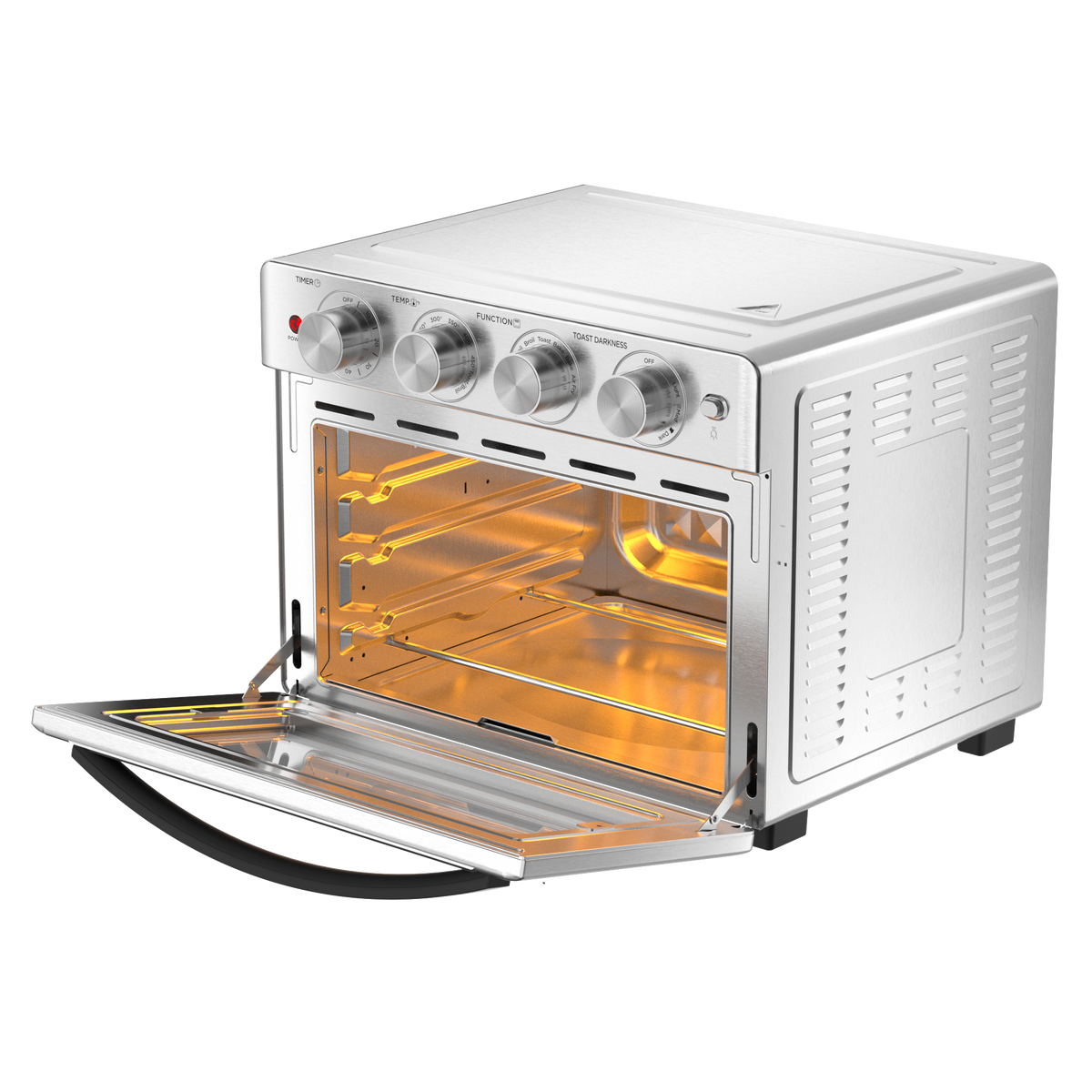 Geek Chef 6 Slice 26Qt 26L Air Fryer Fry Oil Free, Extra Large Toaster Oven Combo, Air Fryer Oven, Roast, Bake, Broil,Convection Countertop Oven, Accessories Included, Stainless St Ban On Silver Stainless Steel