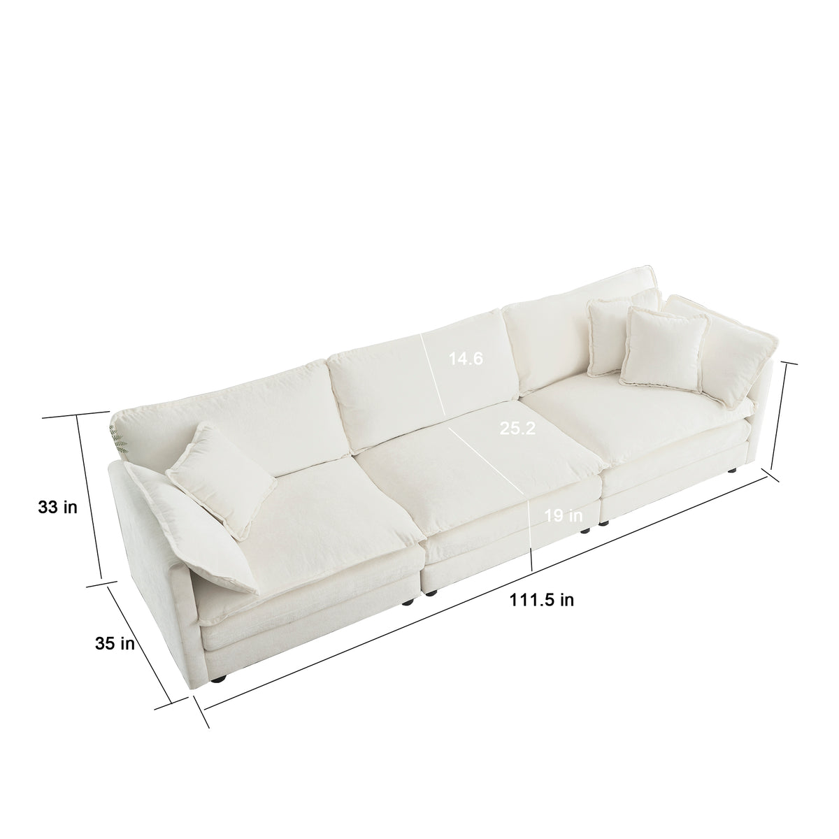 Sofa Set Of 2 Chenille Couch, 2 3 Seater Sofa Set Deep Seat Sofa, Modern Sofa Set For Living Room, White Chenille White Chenille 5 Seat