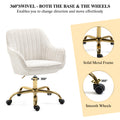 360 Beige Boucle Fabric Swivel Chair With High Back, Adjustable Working Chair With Golden Color Base Beige Velvet