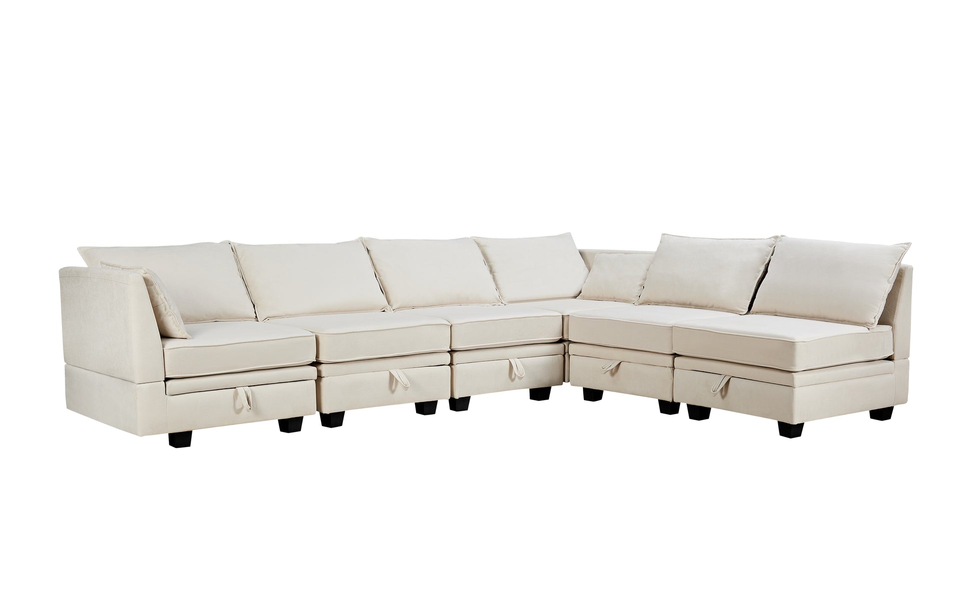 Modern Large U Shape Modular Sectional Sofa, Convertible Sofa Bed With Reversible Chaise For Living Room, Storage Seat Beige Linen