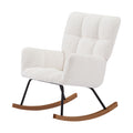 Comfy Upholstered Lounge Chair Rocking Chair With High Backrest, For Nursing Baby, Reading, Napping Off White Off White Foam Boucle
