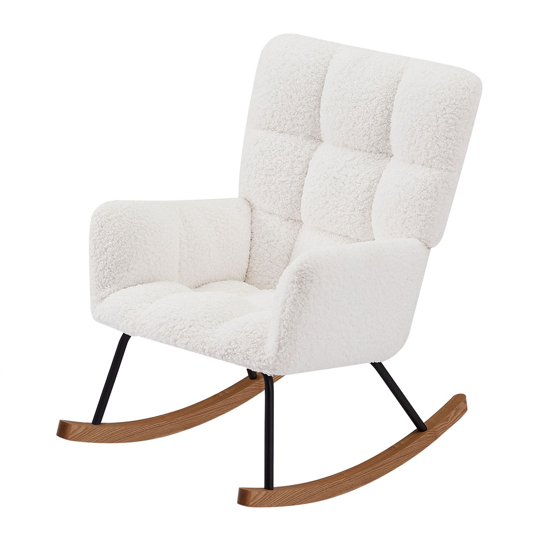 Comfy Upholstered Lounge Chair Rocking Chair With High Backrest, For Nursing Baby, Reading, Napping Off White Off White Foam Boucle