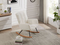 Comfy Upholstered Lounge Chair Rocking Chair With High Backrest, For Nursing Baby, Reading, Napping Off White Off White Foam Boucle