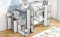 Metal Twin Over Twin Castle Shaped Bunk Bed With Wardrobe And Multiple Storage, Gray White Box Spring Not Required Twin White Gray Metal Bedroom Bunk Metal & Wood