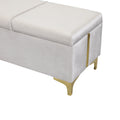 2 Pieces Bedroom Sets,Queen Size Upholstered Platform Bed With Hydraulic Storage System,Storage Ottoman With Metal Legs,Beige Beige Velvet