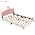Full Size Upholstered Princess Bed With Crown Headboard,Full Size Platform Bed With Headboard And Footboard, White Pink Full White Pu