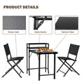 3Pcs Patio Bistro Set, Patio Set Of Foldable Patio Table And Chairs,Outdoor Patio Furniture Sets,Black No Complete Patio Set Black Rust Resistant Frame Garden & Outdoor 2 Person Seating Group Steel Steel
