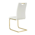 Modern Dining Chairs With Faux Leather Padded Seat Dining Living Room Chairs Upholstered Chair With Gold Metal Legs Design For Kitchen, Living, Bedroom, Dining Room Side Chairs Set Of 4 White Gold Metal