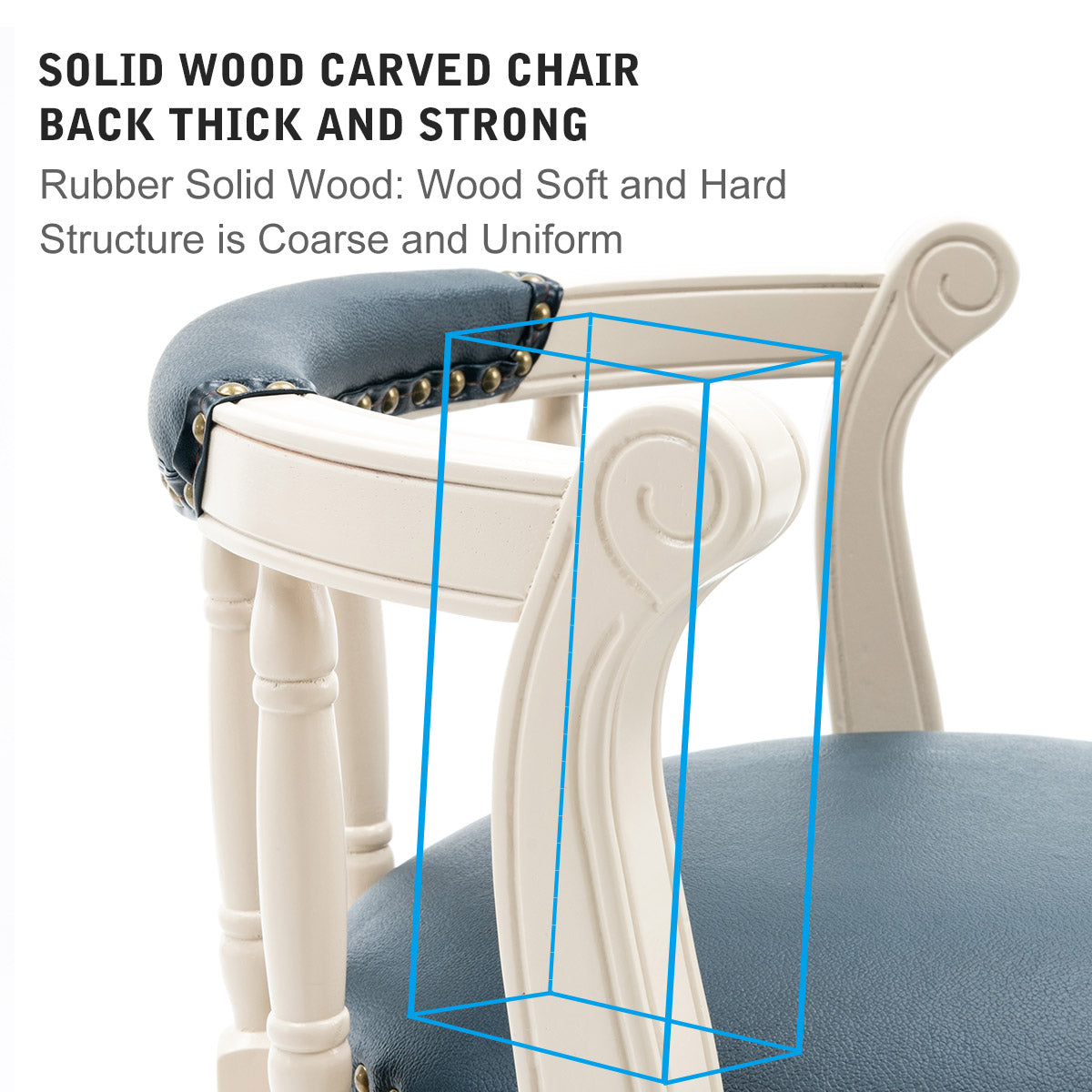 Bar Stools Seat Height 26'' Leather Wooden Bar Stools White Blue 1Pc Cream Blue Genuine Leather