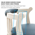 Bar Stools Seat Height 29.5'' Leather Wooden Bar Stools White Blue 1Pc Cream Blue Genuine Leather
