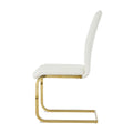 Modern Simple Rectangular Glass Dining Table, Wear Resistant Tempered Glass Countertop, Gold Plated Legs, White Pu Dining Chair Set, Suitable For Restaurant Kitchen Use Set Of 7 Upholstered Chair