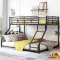 Metal Floor Bunk Bed, Twin Xl Over Queen, Black Black Metal