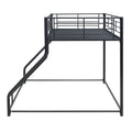 Metal Floor Bunk Bed, Twin Xl Over Queen, Black Black Metal