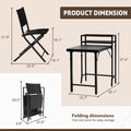 3Pcs Patio Bistro Set, Patio Set Of Foldable Patio Table And Chairs,Outdoor Patio Furniture Sets,Black No Complete Patio Set Black Rust Resistant Frame Garden & Outdoor 2 Person Seating Group Steel Steel