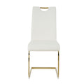 Modern Dining Chairs With Faux Leather Padded Seat Dining Living Room Chairs Upholstered Chair With Gold Metal Legs Design For Kitchen, Living, Bedroom, Dining Room Side Chairs Set Of 4 White Gold Metal