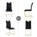 Modern Style Glass Dining Table, Elegant Transparent Design, Solid Support Base, Black Dining Chair Set, Gold Plated Chair Legs, Suitable For Restaurant Kitchen Use Set Of 9 Metal Glass Black Gold Mdf Metal