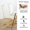 Modern Dining Chairs With Faux Leather Padded Seat Dining Living Room Chairs Upholstered Chair With Gold Metal Legs Design For Kitchen, Living, Bedroom, Dining Room Side Chairs Set Of 4 White Gold Metal