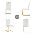 Modern Dining Chairs With Faux Leather Padded Seat Dining Living Room Chairs Upholstered Chair With Gold Metal Legs Design For Kitchen, Living, Bedroom, Dining Room Side Chairs Set Of 4 White Gold Metal
