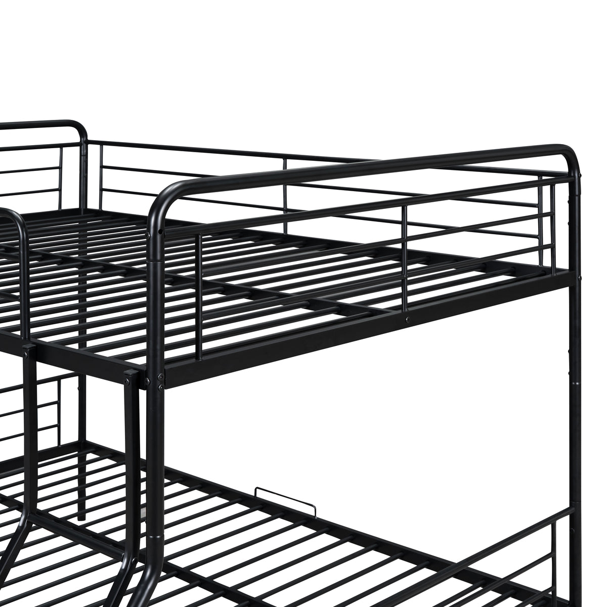 Full Xl Over Queen Metal Bunk Bed With 2 Drawers, Black Black Iron