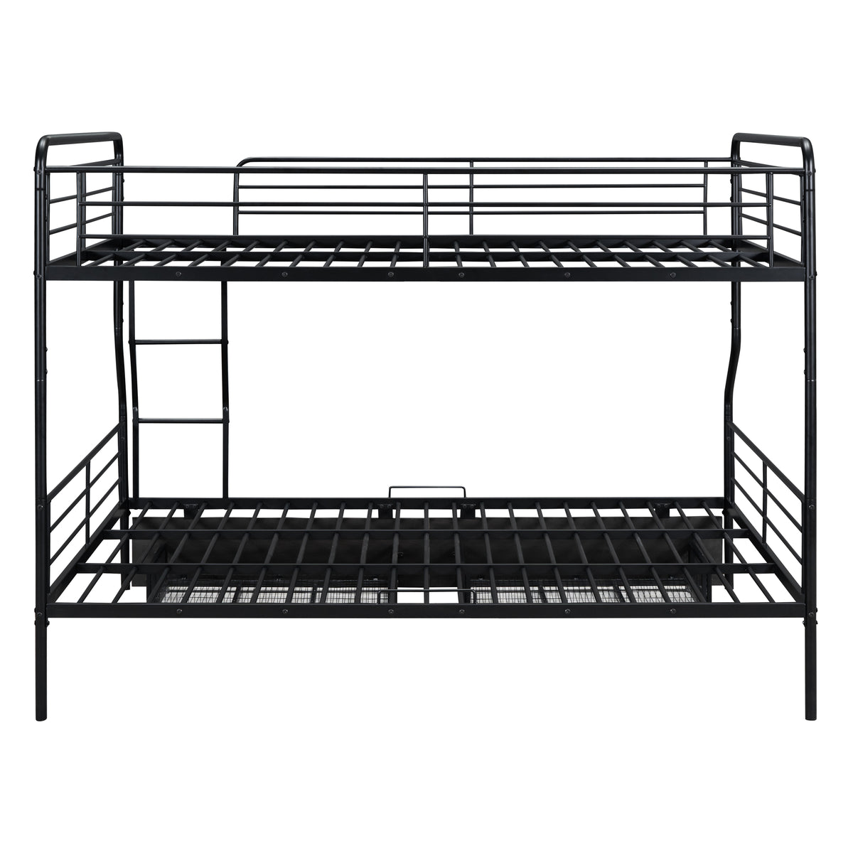 Full Xl Over Queen Metal Bunk Bed With 2 Drawers, Black Black Iron