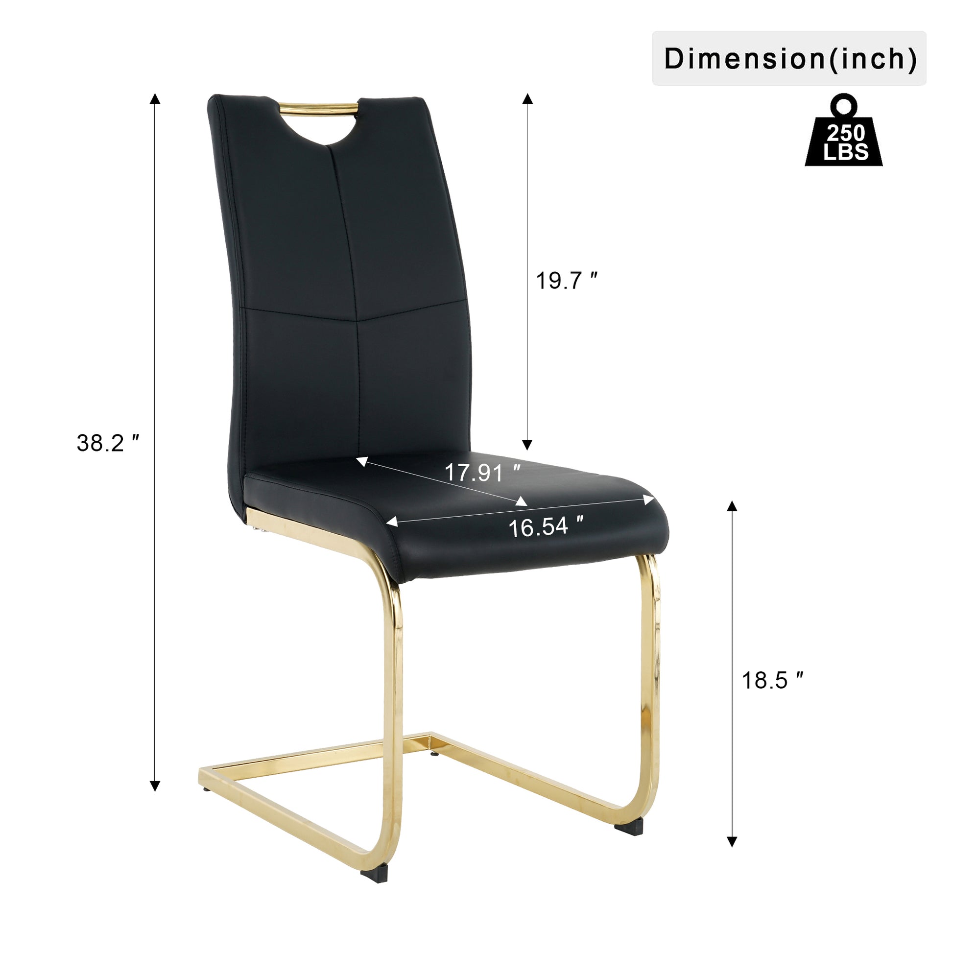 Modern Style Glass Dining Table, Elegant Transparent Design, Solid Support Base, Black Dining Chair Set, Gold Plated Chair Legs, Suitable For Restaurant Kitchen Use Set Of 9 Metal Glass Black Gold Mdf Metal