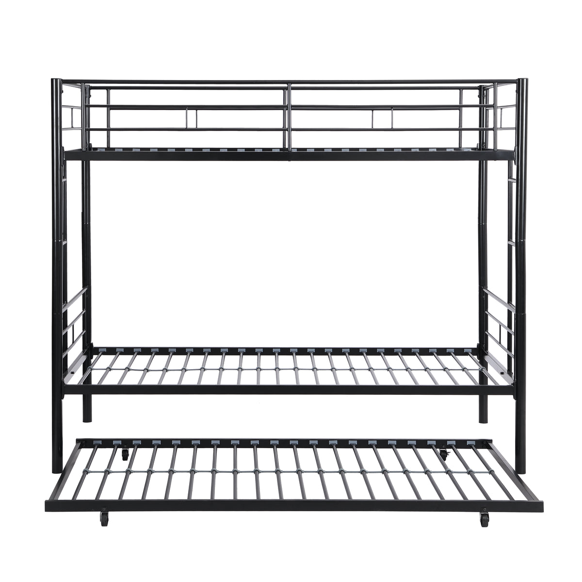 Metal Bunk Bed With Trundle Black Black Metal