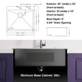 25X22Inch Gunmetal Black Topmount 304 Stainless Steel 18 Gauge Kitchen Sink Gunmetal Black Stainless Steel