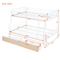 Full Xl Over Queen Metal Bunk Bed With 2 Drawers, White White Iron