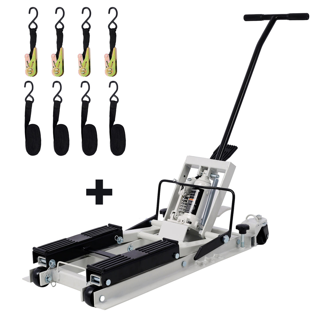 Hydraulic Motorcycle Lift Jack, 1500 Lbs Capacity Atv Scissor Lift Jack, Portable Motorcycle Lift Table With 4 Wheels, Hydraulic Foot Operated Hoist Stand With 2Xtie Down Gray Gray Steel