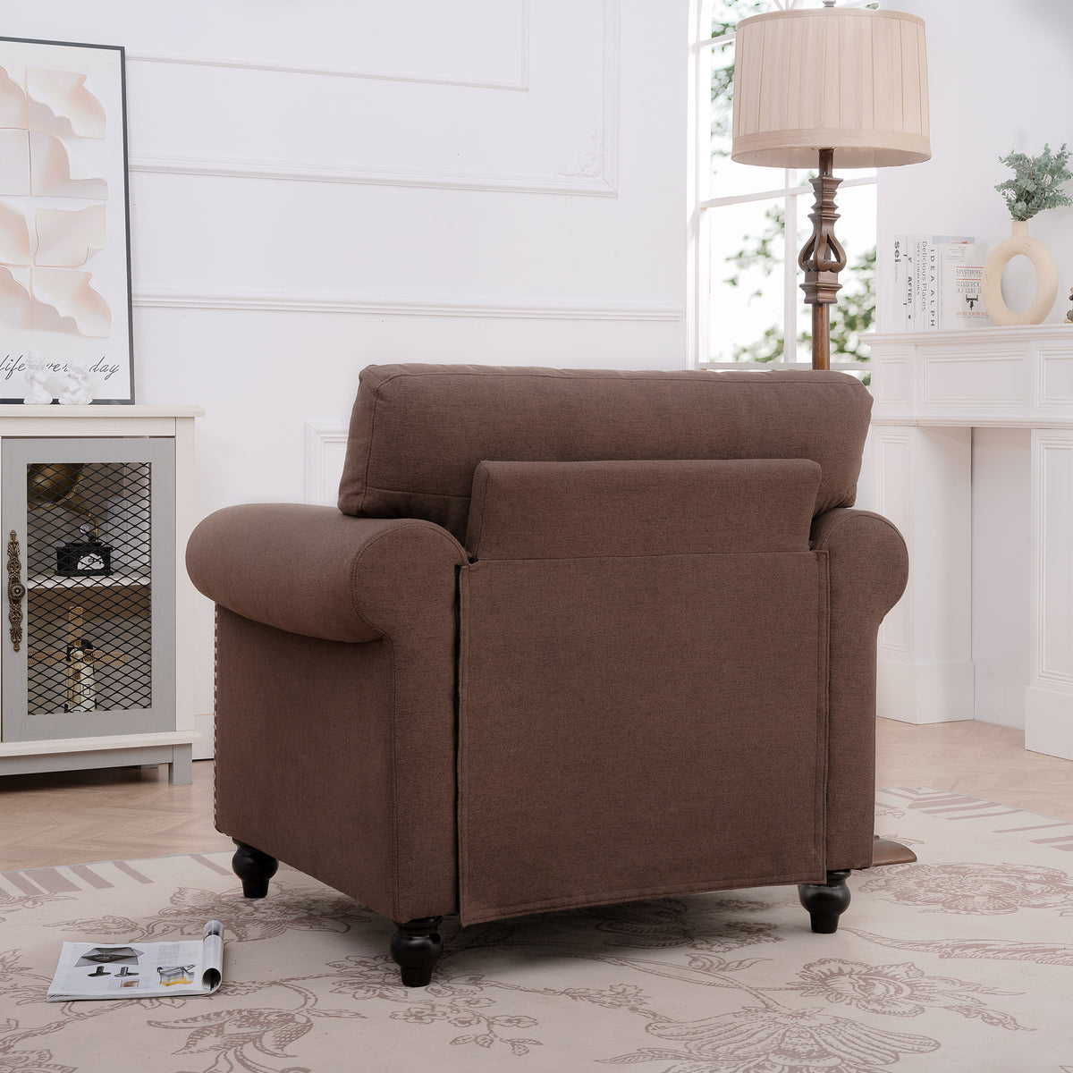 1 Seater Sofa. Brown Foam Fabric