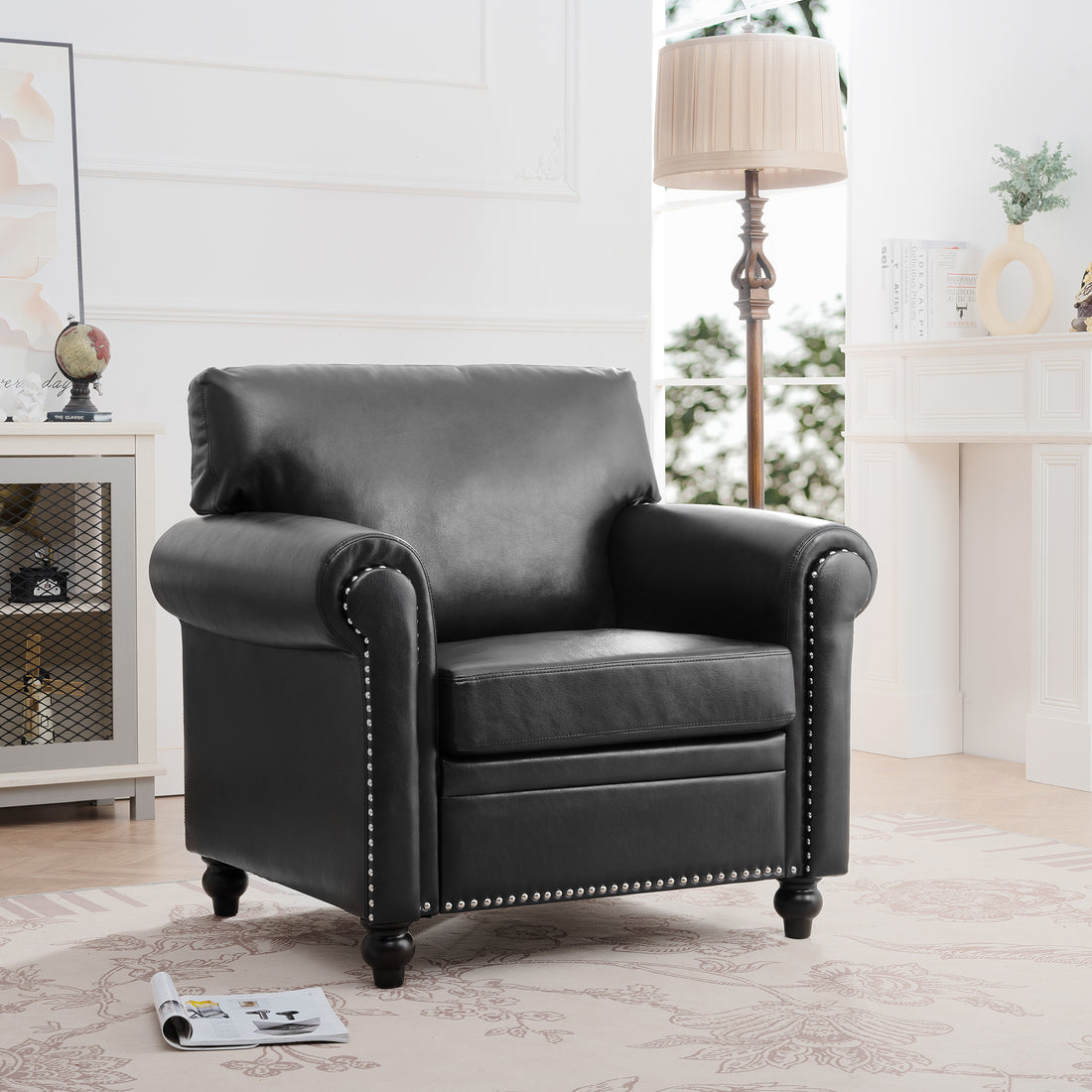 1 Seater Sofa. Black Pu Foam Fabric