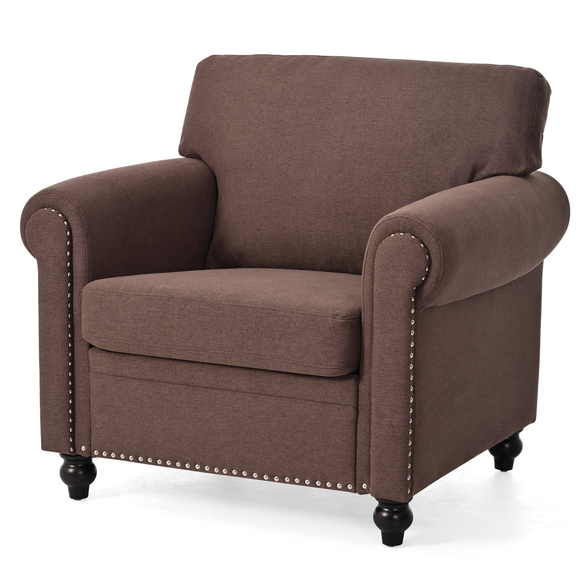 1 Seater Sofa. Brown Foam Fabric