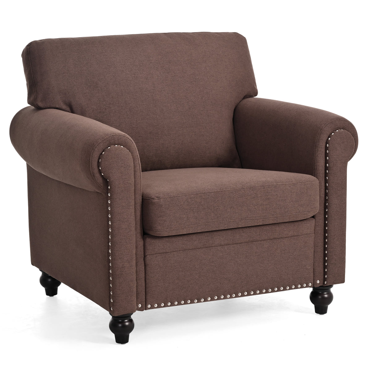 1 Seater Sofa. Brown Foam Fabric