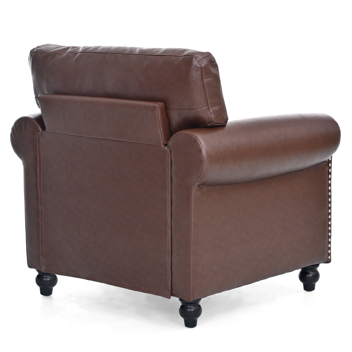 1 Seater Sofa. Brown Pu Foam Fabric