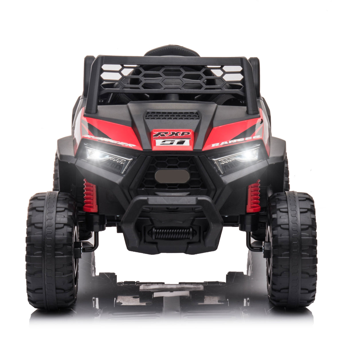 12V Kids Ride On Mini Utv, Electric Car With Front Led Lights And Horn, Single Seat With A Safety Belt, Forward Reverse Function Black Red Polypropylene