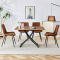 Modern Minimalist Multifunctional Lifting Table, 0.8 Inch Wood Grain Craft Sticker Desktop, Black Metal Legs. 4 Upholstered Dining Chairs With Black Metal Legs. Lt 10055 B0502 Natural Wood Wash Metal