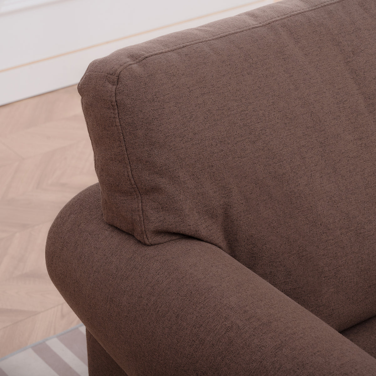 1 Seater Sofa. Brown Foam Fabric