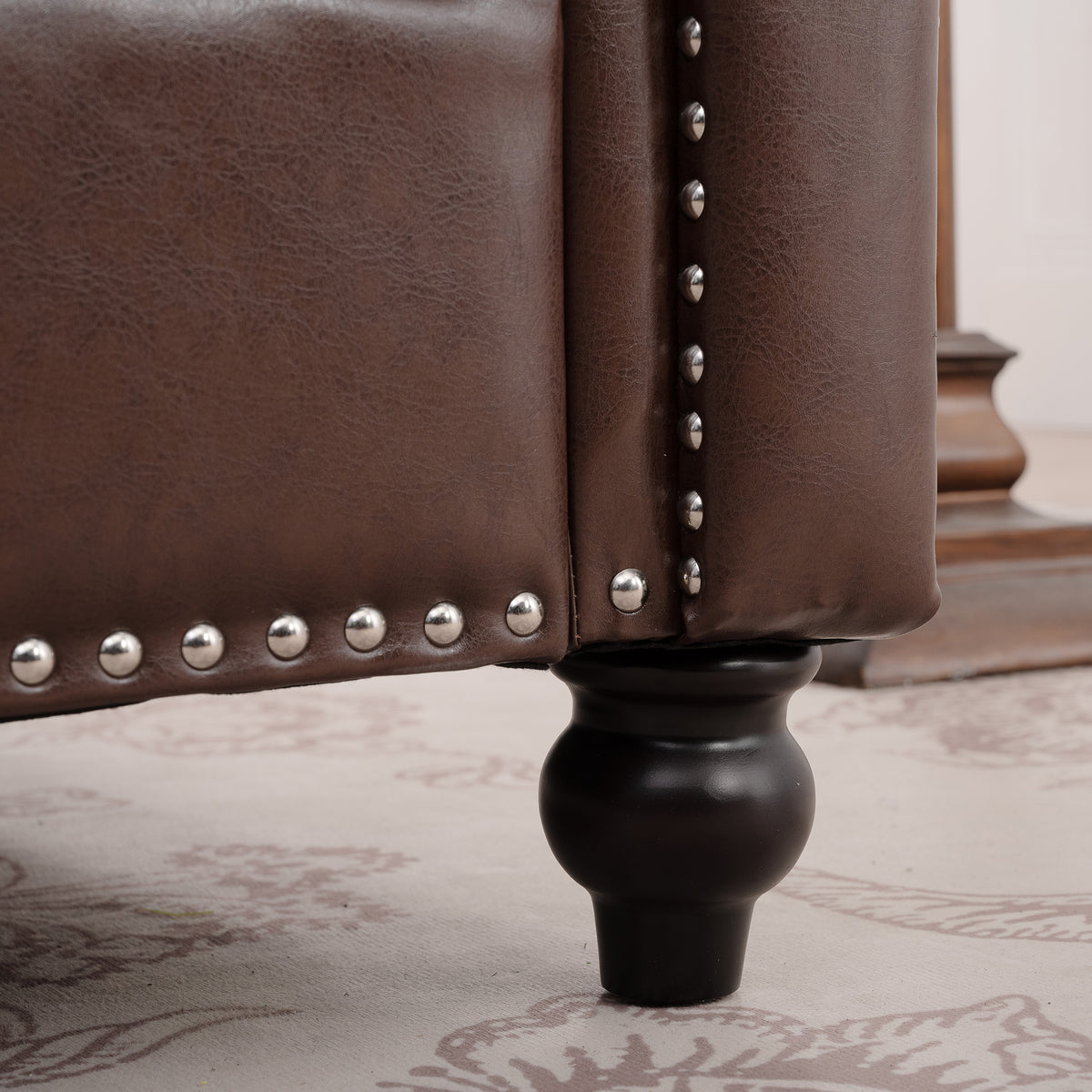 1 Seater Sofa. Brown Pu Foam Fabric