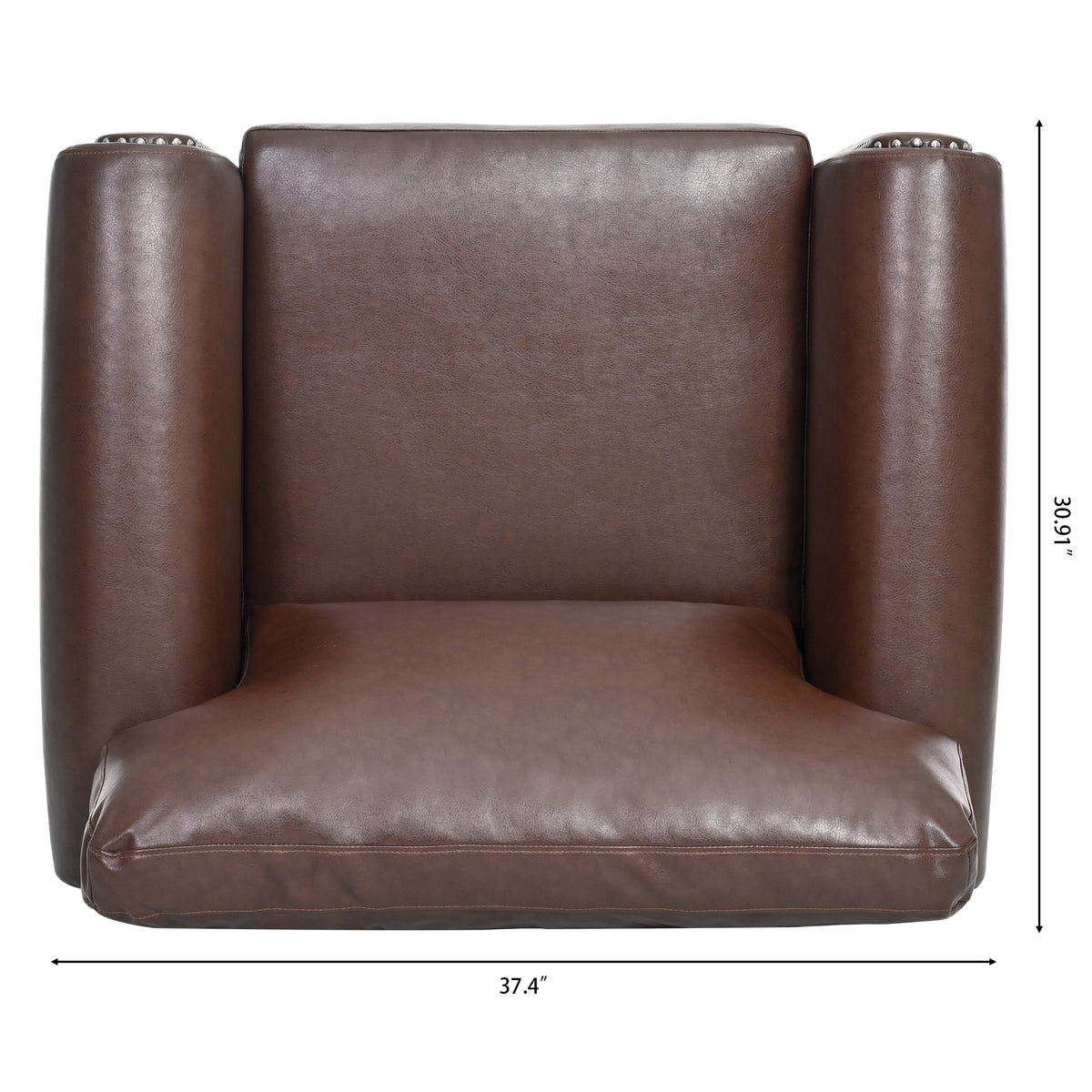 1 Seater Sofa. Brown Pu Foam Fabric