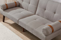 Convertible Sofa Bed Futon With Solid Wood Legs Linen Fabric Light Grey Light Grey Fabric 2 Seat