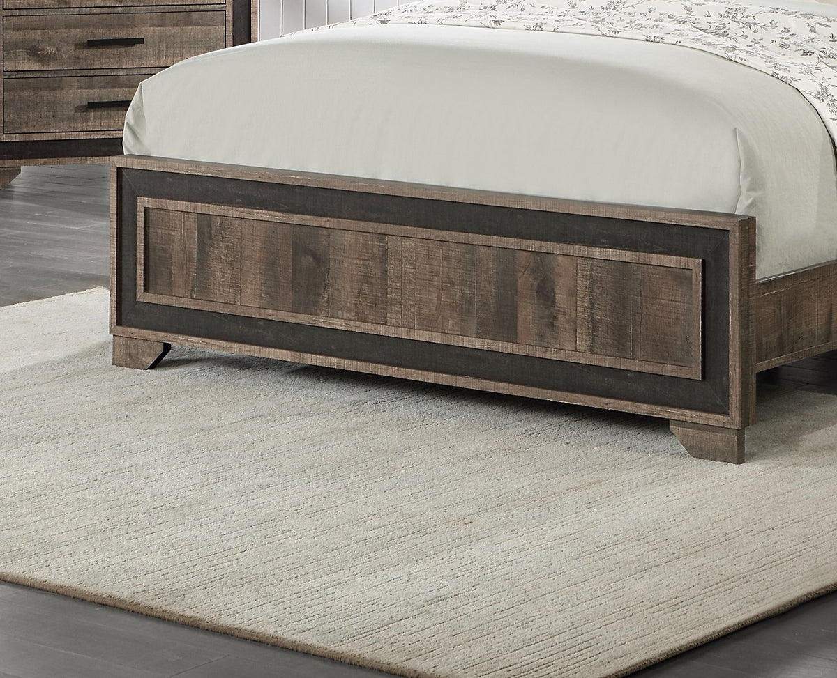 Oak Finish High Headboard 1Pc Queen Size Bed Bedroom Furniture Bedframe Panel Design Wooden Box Spring Required Queen Oak Wood Bedroom Contemporary,Modern Panel Particle Board