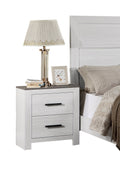 White Color 1Pc Nightstand Paper Veneer Bedroom Furniture 2 Drawers Bedside Table White 2 Drawers Bedroom Bedside Cabinet Contemporary,Modern,Transitional Particle Board