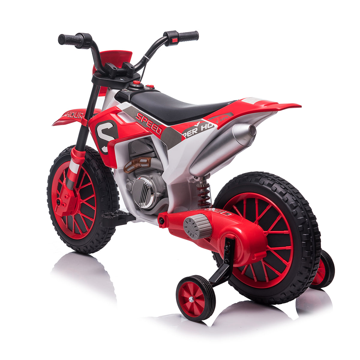 12V Kids Ride On Toy Motorcycle, Electric Motor Toy Bike With Training Wheels For Kids 3 6, Red Red Polypropylene