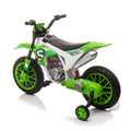 12V Kids Ride On Toy Motorcycle, Electric Motor Toy Bike With Training Wheels For Kids 3 6, Green Green Polypropylene