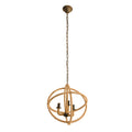 3 Light Farmhouse Chandelier, Rope Chandelier Globe Hanging Light Fixture With With Adjustable Chain For Kitchen Dining Room Foyer Entryway, Bulb Not Included Beige Brown Jute