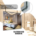 48X30Inch Wall Mounted Bevel Wall Mirror For Bathroom Silver Metal Frame Decorative Rectangular Home Decor Corner Hangs Farmhouse Mirror Horizontal & Vertical Silver Classic,Modern Glass Aluminium Alloy