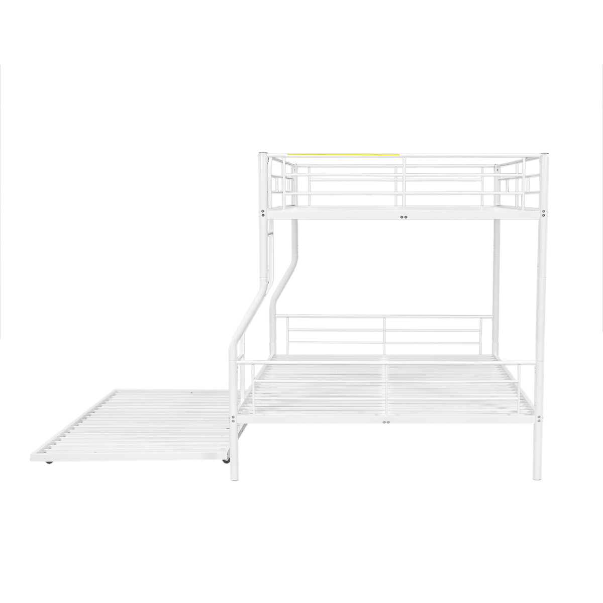 Full Xl Over Queen Metal Bunk Bed With Trundle, White Full Xl White Iron