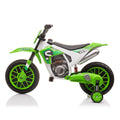 12V Kids Ride On Toy Motorcycle, Electric Motor Toy Bike With Training Wheels For Kids 3 6, Green Green Polypropylene