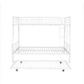 Full Xl Over Queen Metal Bunk Bed With Trundle, White Full Xl White Iron