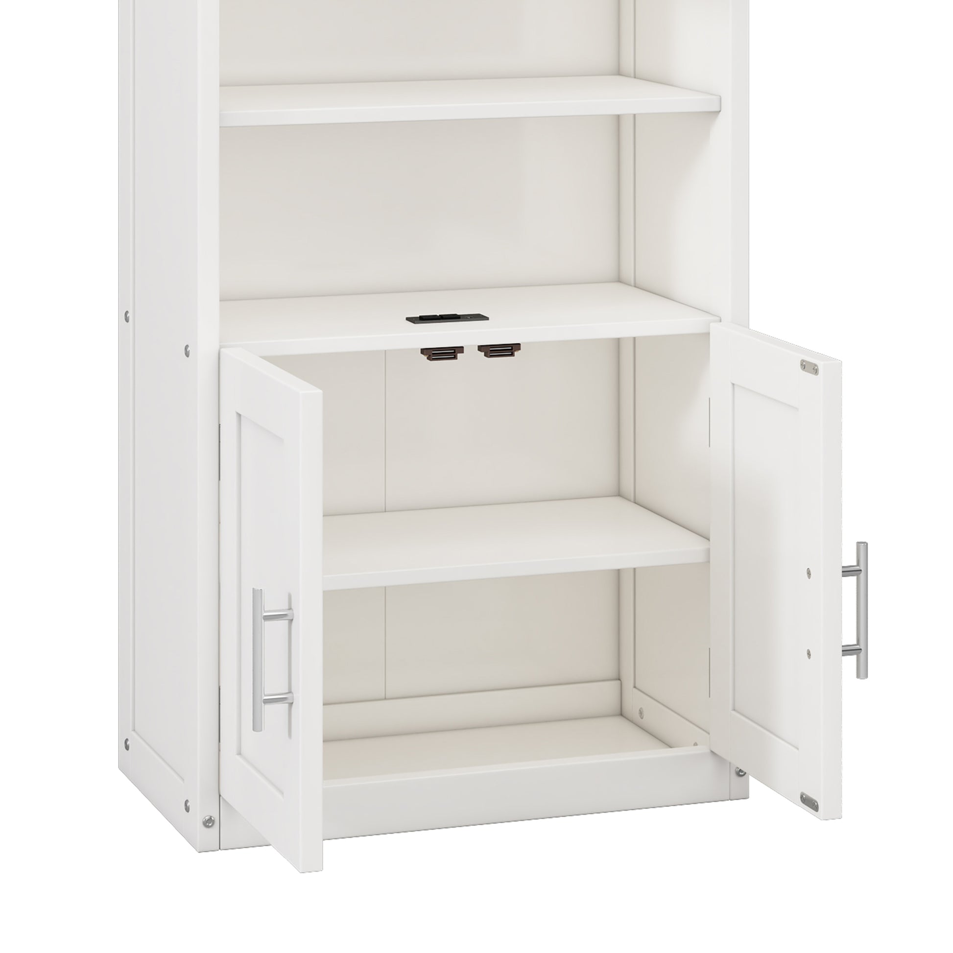 Queen Size Murphy Bed With 1 Side Cabinet Storage Shelf, 68 Inch Cabinet Bed Folding Wall Bed With Desk Combo Perfect For Guest Room, Study, Office,White Old Sku:Bs300491Aac Box Spring Not Required Queen Antique Grey White Wood White Pine Murphy Solid